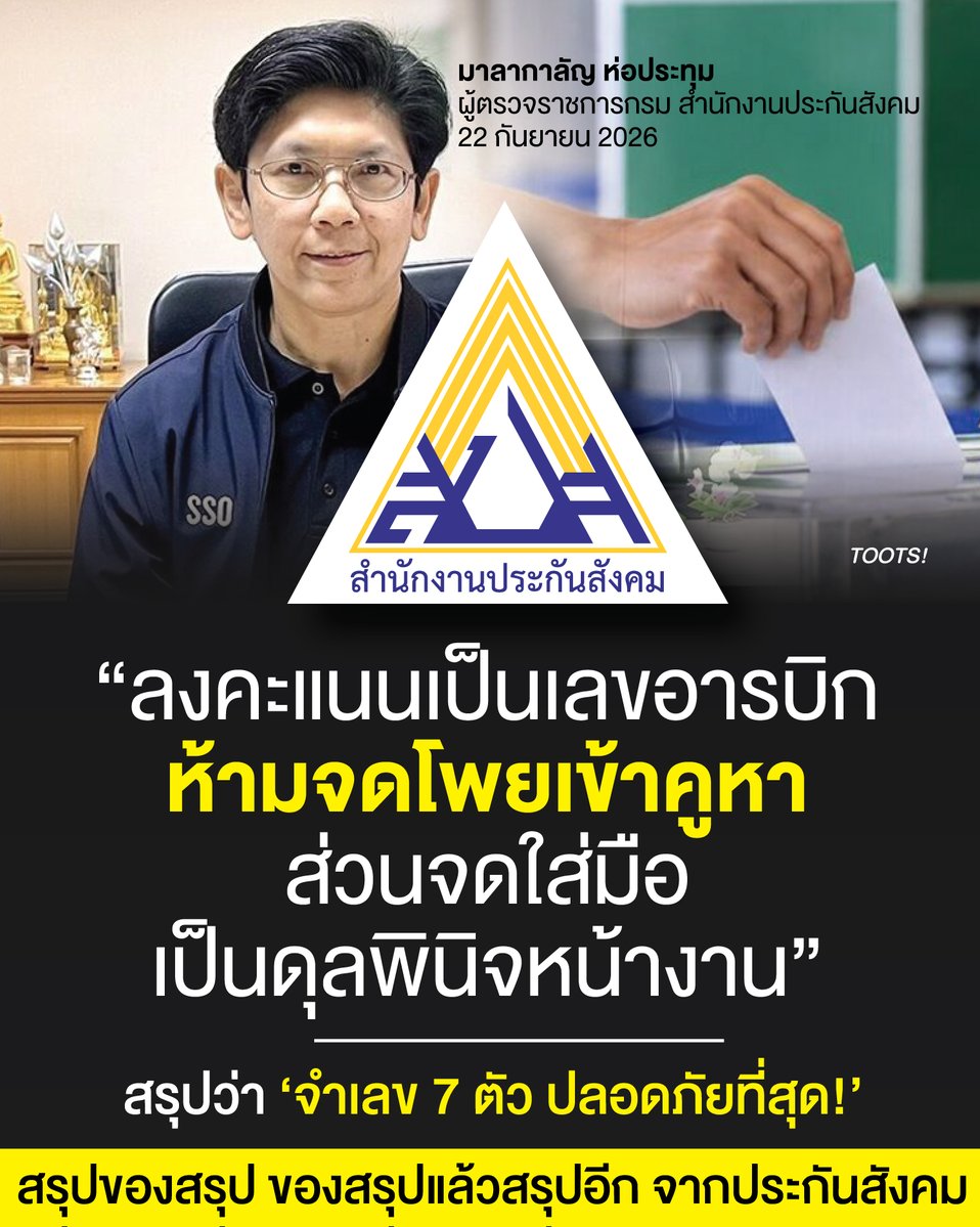 tootsyreview's tweet photo. สปส. เคลียร์ชัดทุกดราม่า #เลือกตั้งบอร์ดประกันสังคม ย้ำห้ามนำโพยเข้าคูหา การจดใส่มือขึ้นกับดุลพินิจหน้างาน #ประกันสังคม

สำนักงานประกันสังคม (สปส.) ชี้แจงข้อสงสัยและประเด็นดราม่าเกี่ยวกับกติกาการเลือกตั้งคณะกรรมการประกันสังคม (บอร์ดประกันสังคม) ที่จะมีขึ้นในวันที่ 27 กันยายน 2569 พร้อมยืนยันจำเป็นต้องใช้ระเบียบเดิมปี 2564 เนื่องจากกระบวนการแก้กฎหมายล่าช้า

นางสาวมาลากาลัญ ห่อประทุม ผู้ตรวจราชการกรม สำนักงานประกันสังคม ได้ให้สัมภาษณ์เปิดเผยถึงประเด็นข้อสงสัยที่กำลังเป็นที่วิพากษ์วิจารณ์ในสังคม ทั้งเรื่องเวลาลงคะแนน การเขียนหมายเลขอารบิก เอกสารของฝ่ายนายจ้าง ตลอดจนข้อปฏิบัติต่างๆ ในคูหาเลือกตั้ง โดยมีรายละเอียดสำคัญ ดังนี้

1. กติกาการเขียนตัวเลขลงคะแนน

- ต้องเลือกผู้แทนฝ่ายละ 7 คน: คณะกรรมการประกันสังคมประกอบด้วย 3 ฝ่าย ได้แก่ ฝ่ายรัฐบาล ฝ่ายนายจ้าง (7 คน) และฝ่ายผู้ประกันตน (7 คน) ดังนั้น ผู้ใช้สิทธิฝ่ายนายจ้างและฝ่ายผู้ประกันตนจึงต้องเขียนหมายเลขผู้สมัครเพื่อเลือกตัวแทนของตนเองให้ครบ 7 หมายเลข

- ต้องเขียนเป็นเลขอารบิก: กติกากำหนดให้เขียนเป็นเลขอารบิกเนื่องจากเป็นรูปแบบสากลที่คนส่วนใหญ่คุ้นเคยและรู้จักกันอย่างแพร่หลาย

2. ข้อห้ามและดุลพินิจในวันลงคะแนน (เรื่องโพย-การแต่งกาย)

- การนำโพยเข้าคูหา: ห้ามนำแผ่นกระดาษ สมุด หรือโพยทุกรูปแบบเข้าคูหาเลือกตั้งโดยเด็ดขาด เพื่อป้องกันการทุจริตและการชี้นำ

- กรณีเขียนหมายเลขไว้บนมือ: สำหรับผู้ประกันตนที่จดหมายเลขผู้สมัครไว้บนฝ่ามือหรือร่างกาย จะต้องผ่านการพิจารณาและใช้ดุลพินิจของเจ้าหน้าที่กรรมการประจำหน่วยเลือกตั้ง (กปน.) ณ หน้างาน ว่าเข้าข่ายเจตนาทุจริตหรือเปิดเผยลงคะแนนหรือไม่

- การสวมเสื้อมีหมายเลขผู้สมัคร: ห้ามสวมใส่เสื้อผ้า สัญลักษณ์ หรือเครื่องแต่งกายที่มีการสกรีนหมายเลขผู้สมัคร รหัส หรือข้อความหาเสียงเข้าในบริเวณหน่วยเลือกตั้ง

- เวลาลงคะแนน 08.00–16.00 น.: เป็นเวลาที่กำหนดไว้อย่างชัดเจนในระเบียบปี 2564 ซึ่งแตกต่างจากการเลือกตั้งสมาชิกสภาผู้แทนราษฎร (ส.ส.)

3. สรุปว่า ถ้าอยากจดเลข สามารถจดได้เข้าแค่ "หน่วยเลือกตั้ง" แต่ห้ามเข้า "คูหา" สุดท้ายก็คือ "ให้ผู้ประกันตนจำเอาอยู่ดี" Good Luck!

ที่มา : สำนักข่าวมติชน

#ตุ๊ดส์review

======

FACEBOOK POST :
https://t.co/AcvoDDYUgj

======

ฝากช่องทางต่างๆของบอย ตุ๊ดส์review :
https://t.co/04tJb8zcas
https://t.co/C7HFAS0Gby
https://t.co/qfcSflewGd
https://t.co/VTDOnL69tr
https://t.co/ic0gyGSKnI
https://t.co/Nj7VfQMcT4
https://t.co/vJ6PcERUHa