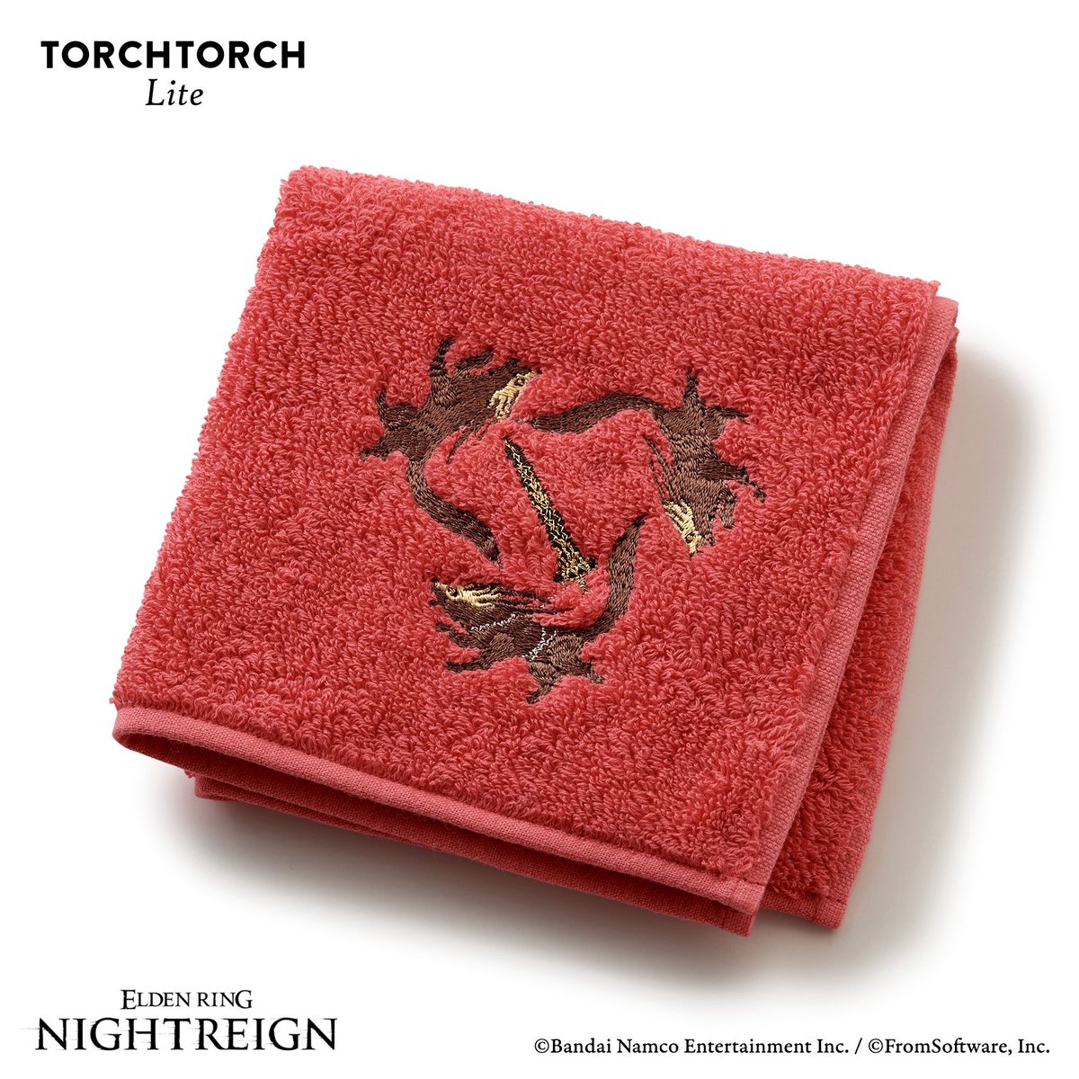 torchtorch_jp's tweet photo. 【TOKYO ISSUE先行販売】
『ELDEN RING NIGHTREIGN』ワンポイント刺繍の今治タオルハンカチ。〈夜の獣、グラディウス〉、〈夜の爵、エデレ（常世の王）〉、〈ピタパン〉の全3種。肉厚の生地と大きめの刺繍が特徴です。各2200円（税込） https://t.co/y1Y5K903Dy