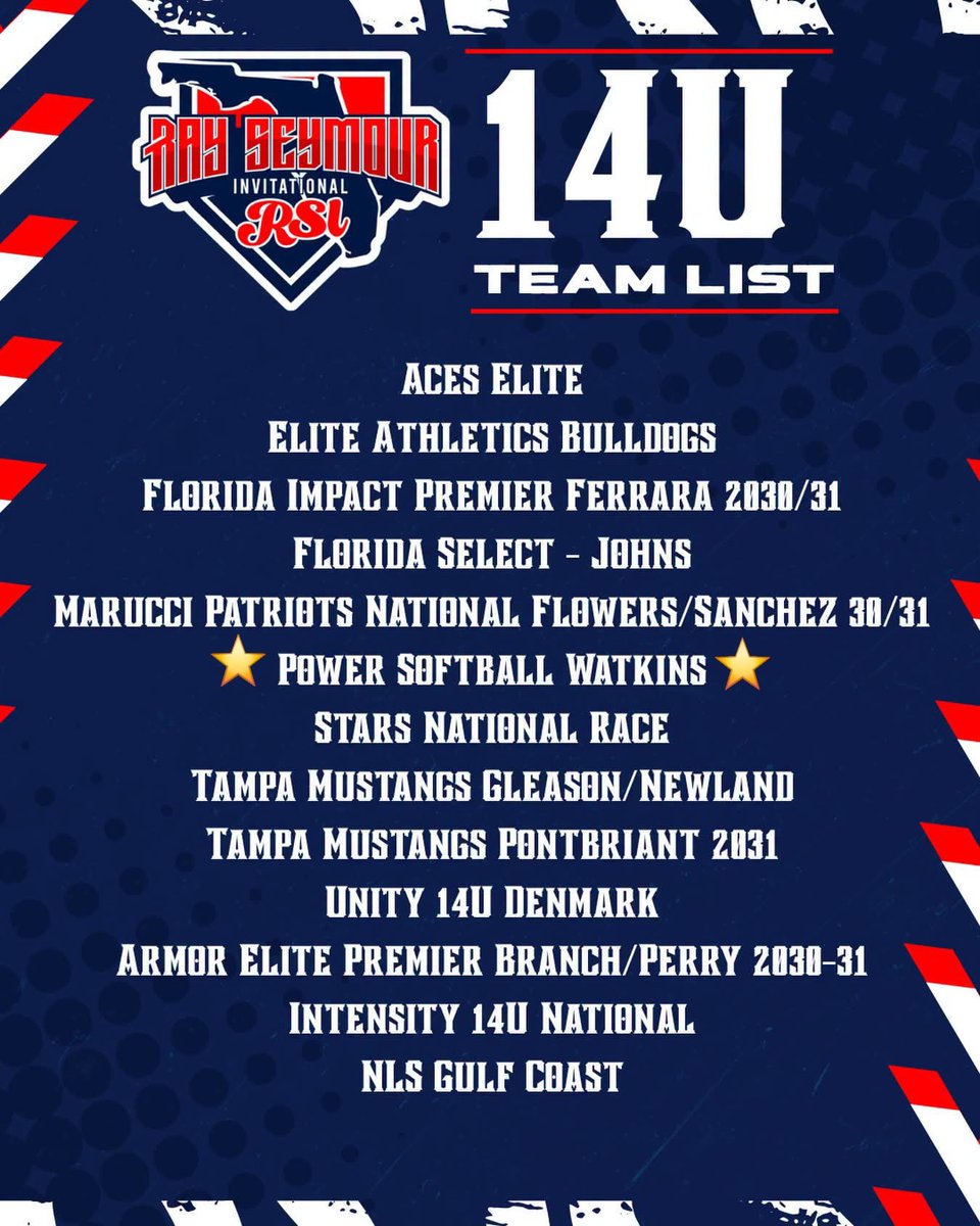 PowerSBWatkins's tweet photo. ⚡️ WE’RE IN! ⚡️

Power Softball Watkins is excited to be in the Ray Seymour Invitational Showcase event from Oct 23-25 in Lakeland, FL. 🌴

We'll be competing against some strong 14U teams and ready to bring the POWER. 🔥

Let’s work! 💪🏽💙🥎

#PowerSoftballWatkins #PowerSoftball https://t.co/U98RGPoY5I