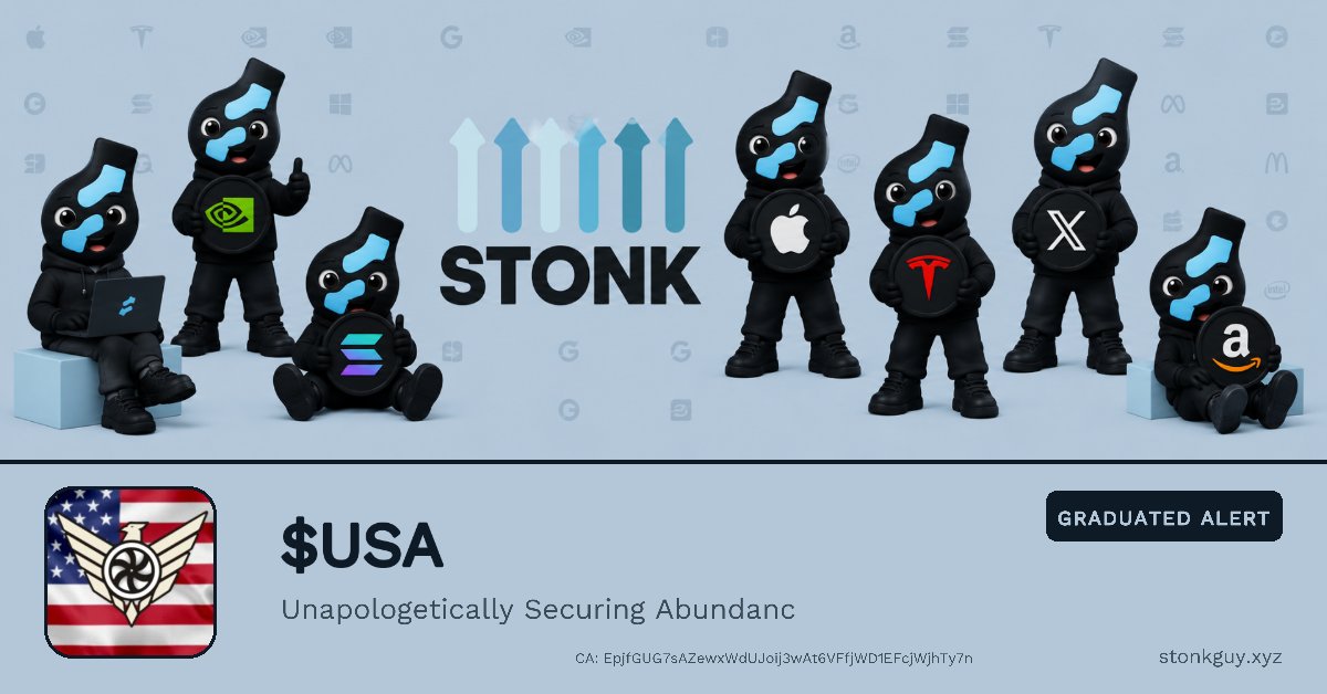 stonkguybot's tweet photo. 🎓 NEW GRADUATION ON StonkFun

$USA just graduated from its bonding curve on StonkFun.

Pair: DJT
Market Cap: $36.2K
Volume: $22.4K
Age: 7m

CA: EpjfGUG7sAZewxWdUJoij3wAt6VFfjWD1EFcjWjhTy7n https://t.co/amOpqIV36E