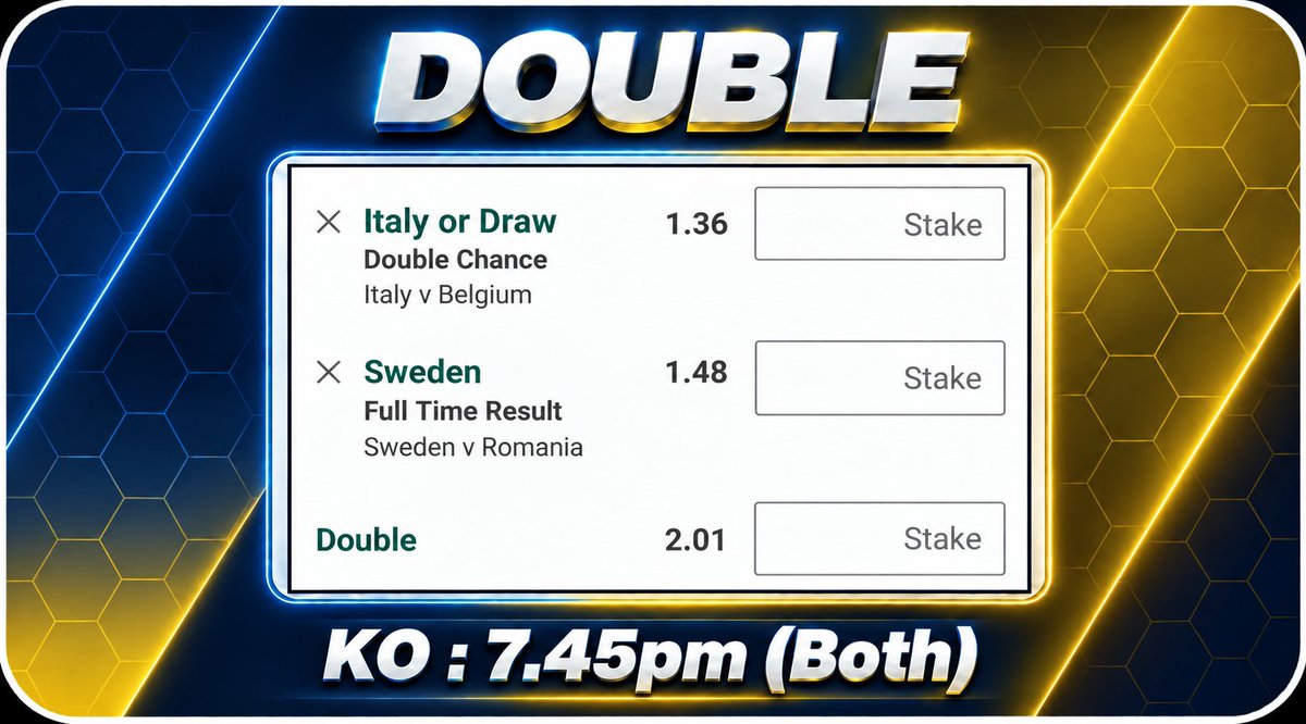 TomWhiteTips's tweet photo. DOUBLE 

@ 2.01

KO : 7.45pm (Both)

Friday

UEFA Nations League 🏆 https://t.co/ZSTC0kPvDr