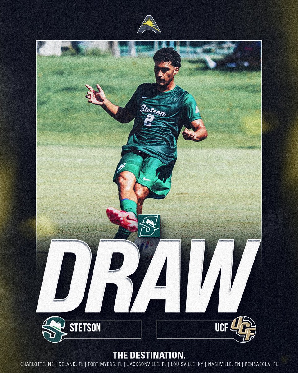 ASUNSports's tweet photo. Big time draw in DeLand👀
#ASUNMSOC x @StetsonMSoccer x @StetsonHatters https://t.co/Qv7iPj27OT