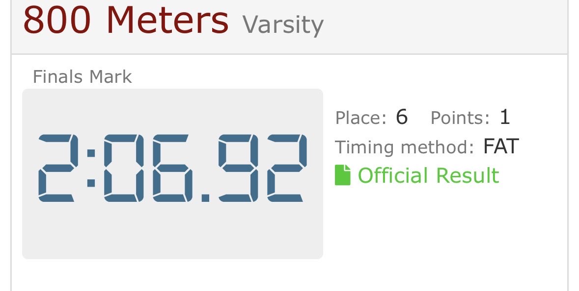 Tyrus_Hartwell's tweet photo. My 8th grade track season came out #1 8th grader in the 800 in Montana and ran a 2:06 https://t.co/YrrD7R0629
