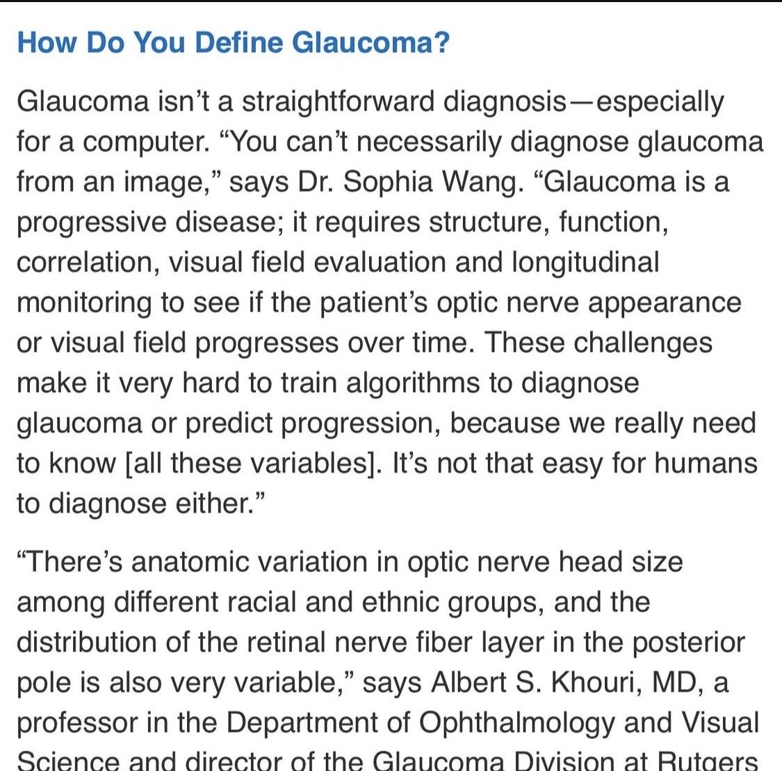 Diegoavalerac's tweet photo. 🧠👁️ ¿Cómo definimos el glaucoma y por qué la inteligencia artificial todavía no puede hacerlo?
El glaucoma es una neuropatía óptica progresiva cuyo diagnóstico no puede establecerse únicamente mediante una fotografía del nervio óptico o una tomografía de coherencia óptica (OCT).
Su evaluación requiere integrar los hallazgos estructurales y funcionales, correlacionarlos con el campo visual y realizar un seguimiento longitudinal para identificar cambios y progresión.
Además, la variabilidad anatómica del nervio óptico y de la capa de fibras nerviosas retinianas dificulta la interpretación de las imágenes, incluso para los especialistas.
🔬 Estos desafíos dificultan el desarrollo de algoritmos capaces de diagnosticar el glaucoma y predecir su progresión de forma autónoma.
La IA puede ayudar a identificar alteraciones sospechosas, pero todavía no sustituye la evaluación clínica integral del oftalmólogo.
#Glaucoma #InteligenciaArtificial #Oftalmología #SaludVisual #OCT