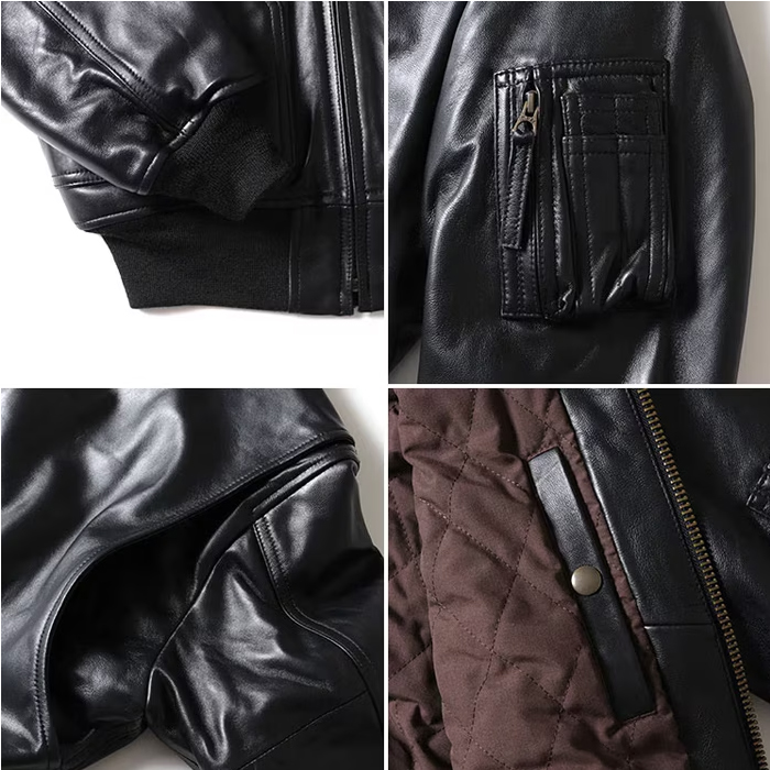mountainrecon's tweet photo. HOUSTON 8192 SHEEP LEATHER CWU45P 数々の高品質リプロミリタリーアパレルを手掛けるヒューストンからレザー製45P入荷! 超いいですね!しかもしなやかで軽い羊革!52580円は正直お得かと!丁寧な縫製で��評のあるブランドさんなので作りも安心!肩のアクションプリーツも再現され動きやすい!#45P https://t.co/mXjtYXS957