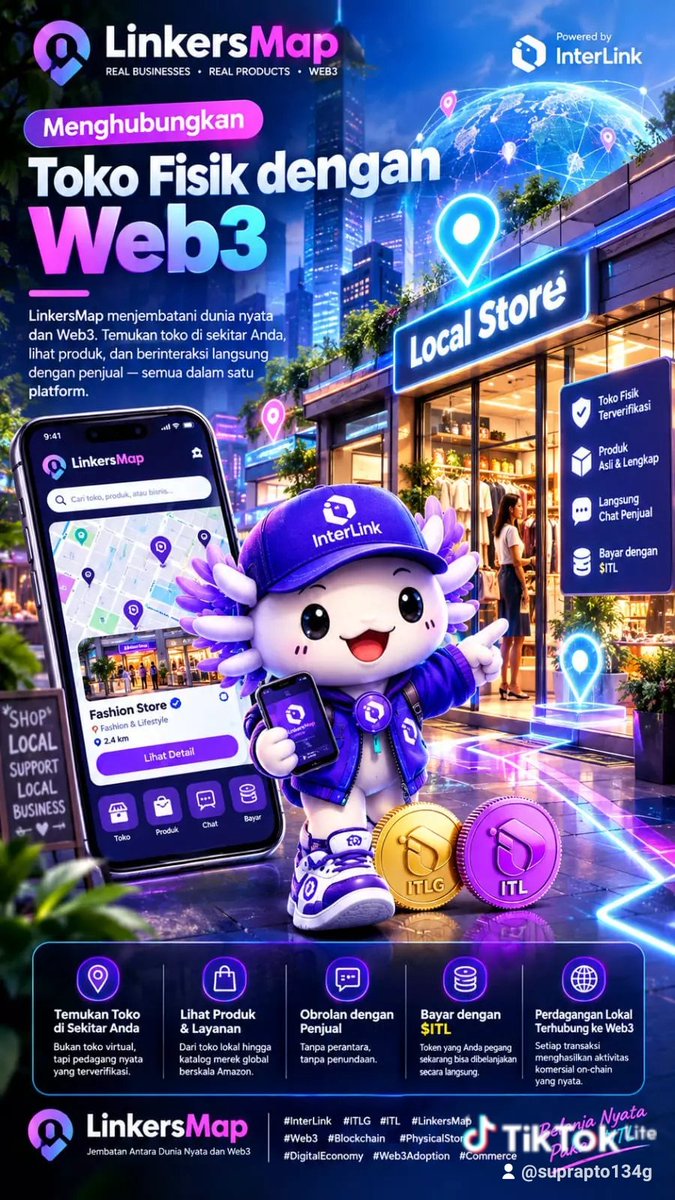 Suprapt59801861's tweet photo. LinkersMap: hubungkan toko fisik ke Web3. Cari bisnis sekitar, lihat produk & chat penjual. Ekonomi lokal x blockchain jadi satu.
#InterLink #ITLG #ITL #LinkersMap #Web3 #Blockchain #PhysicalStore #DigitalEconomy #Web3Adoption #Commerce https://t.co/5GAW3wh1Ur