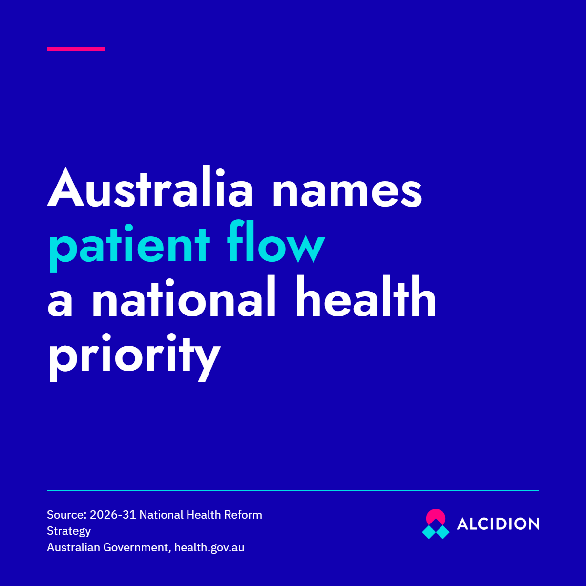 alcidion's tweet photo. Patient flow just became a national priority - named in the 2026-31 Australian National Health Reform Strategy as the first national priority under Appropriate Care.
ย
๐Read the Strategy: https://t.co/OKJ5Uy65eK
#patientflow #hospitalcapacity #accessblock https://t.co/jUZniKjJN7
