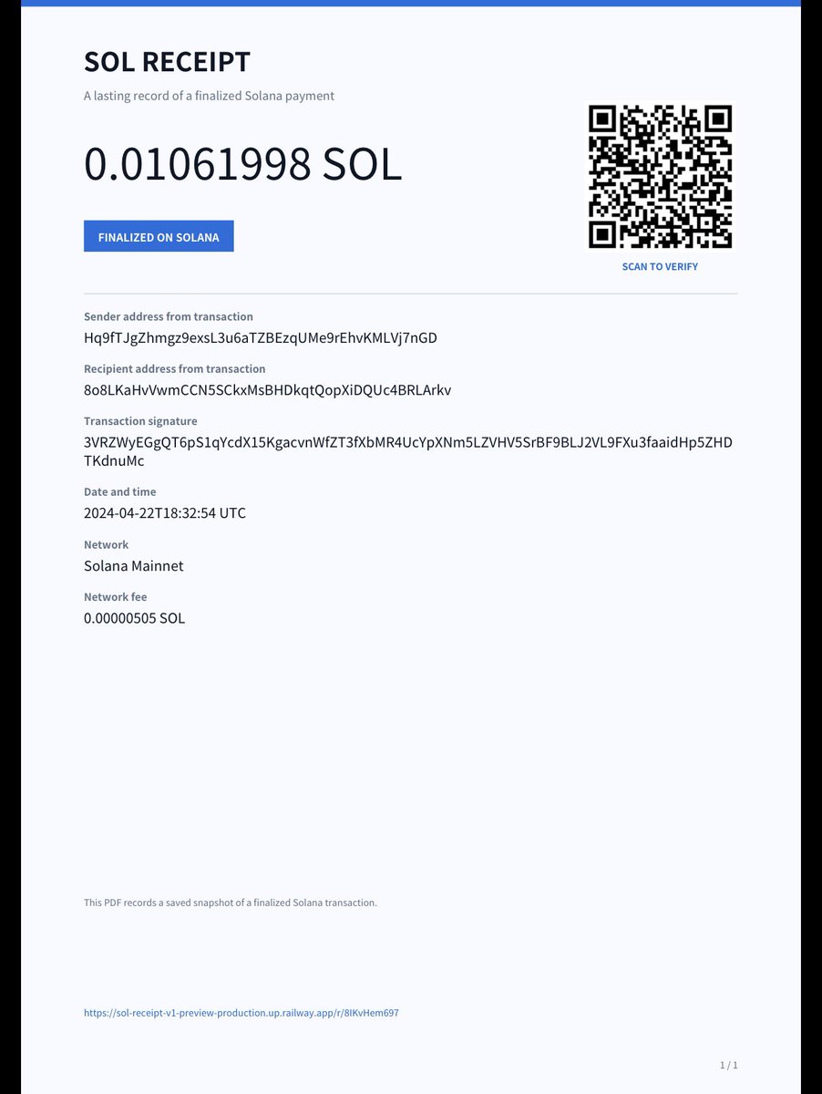SolReceiptApp's tweet photo. Ever sent a Solana payment and realized a block explorer link explains almost nothing?

That’s why we built Sol Receipt.

Paste a transaction → get a clean receipt you can actually send.

No wallet connection needed.

Try it ↓
https://t.co/QzFlvL9KCW

#Solana https://t.co/0fKC9Qa0yP