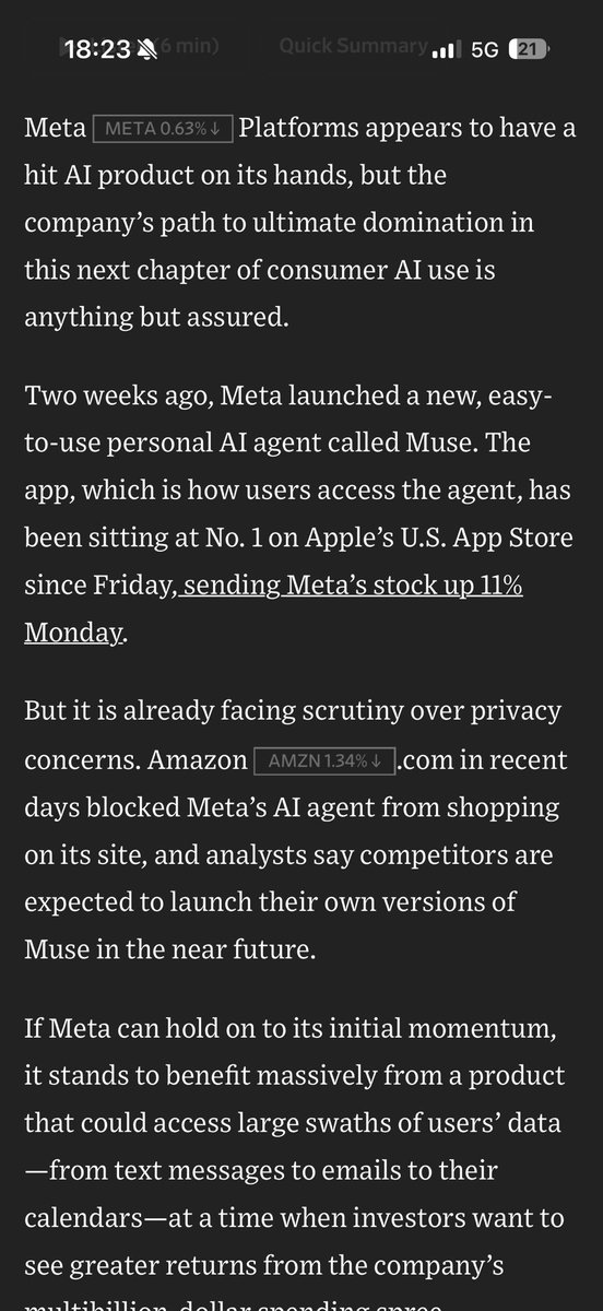 MeghanBobrowsky's tweet photo. Wrote about Meta’s new Muse AI agent and what hurdles Meta will have to overcome for it to succeed 

https://t.co/UXVCQ6Sh2y https://t.co/gdaPMknPYb