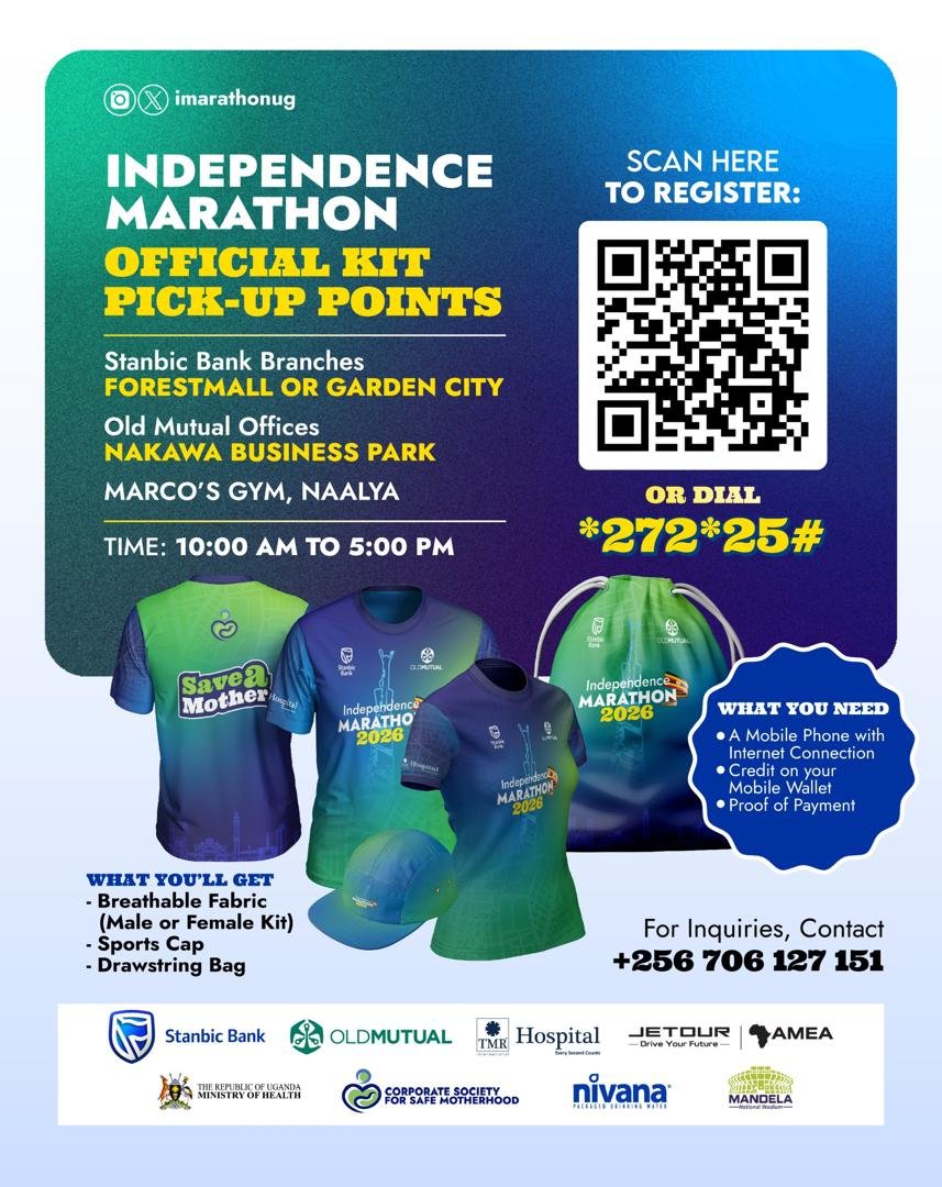 RonacoVeli911's tweet photo. Goodmorning Folks.Let's Register,our kits for #Independance marathon pick-up point are Officially set already.Visit Stanbic bank branches i.e Forestmall or Garden city.Old Mutual offices i.e Nakawa business park.
Marco's Gym Naalya.its on 4th October2026.Explore🇺🇬 always.ON! ON! https://t.co/0Ql2aGiiS9