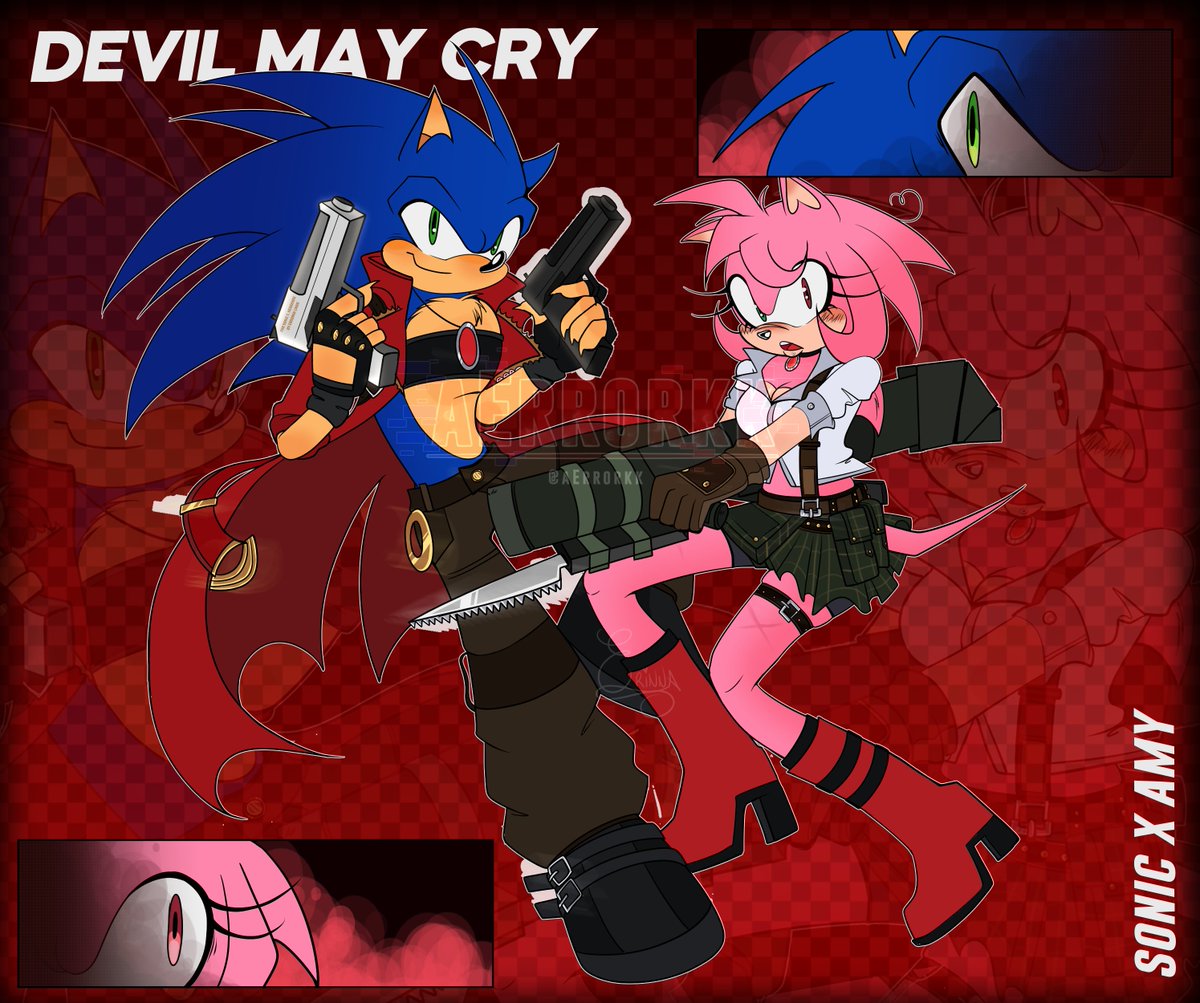 aErrorkk's tweet photo. Day 2: Crossover or Movie ⚔️💥

DEVIL MAY CRY x SONIC. 
That's it.

- 
#sonamyweek2026tumblr #SonamyWeek https://t.co/GkcLoRTlJZ