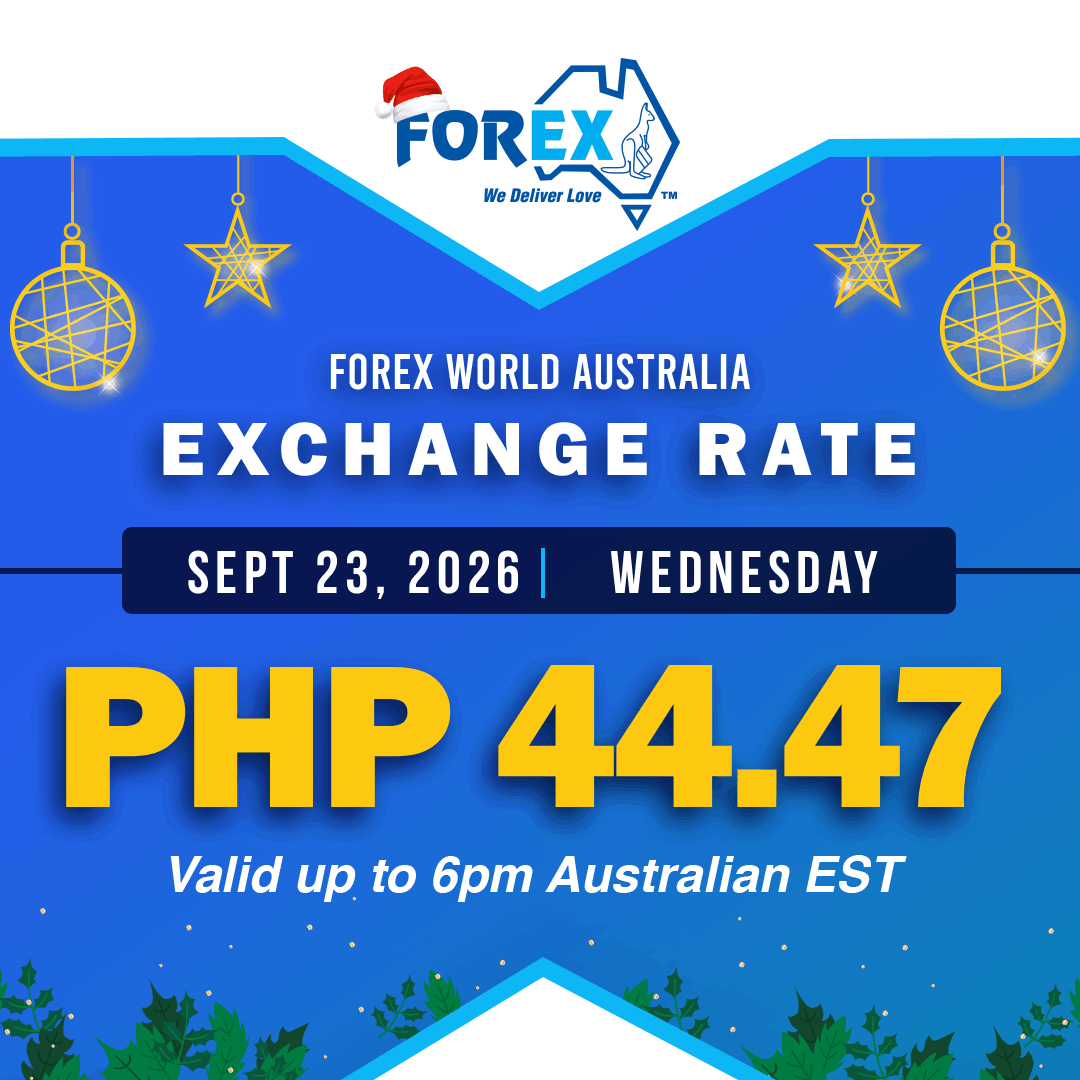 forexworldAUS's tweet photo. Forex World Australia Exchange Rate September 23, 2026 (Wed) is PHP 44.47 valid up to 6pm Australian EST.
https://t.co/yEOTcwpMUM https://t.co/LnFItxCbEh