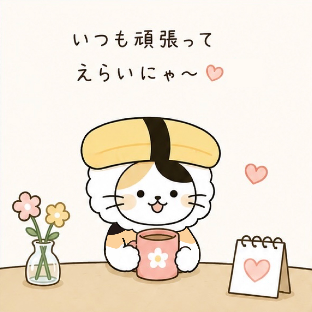 caburunyan's tweet photo. 毎日頑張ってるあなたはえらい💮
そんなあなたを、たまはひっそり応援してるのにゃ🐱💛

#かぶるにゃん　#今日のひとこと　#癒し https://t.co/KrsVN6U03E