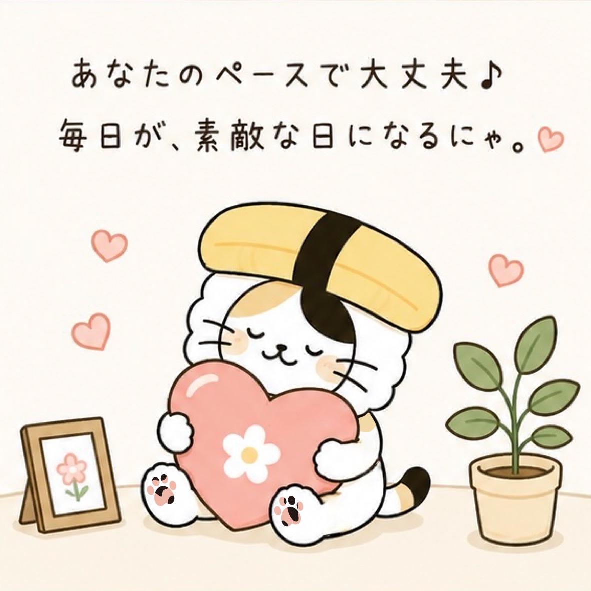 caburunyan's tweet photo. 毎日頑張ってるあなたはえらい💮
そんなあなたを、たまはひっそり応援してるのにゃ🐱💛

#かぶるにゃん　#今日のひとこと　#癒し https://t.co/KrsVN6U03E