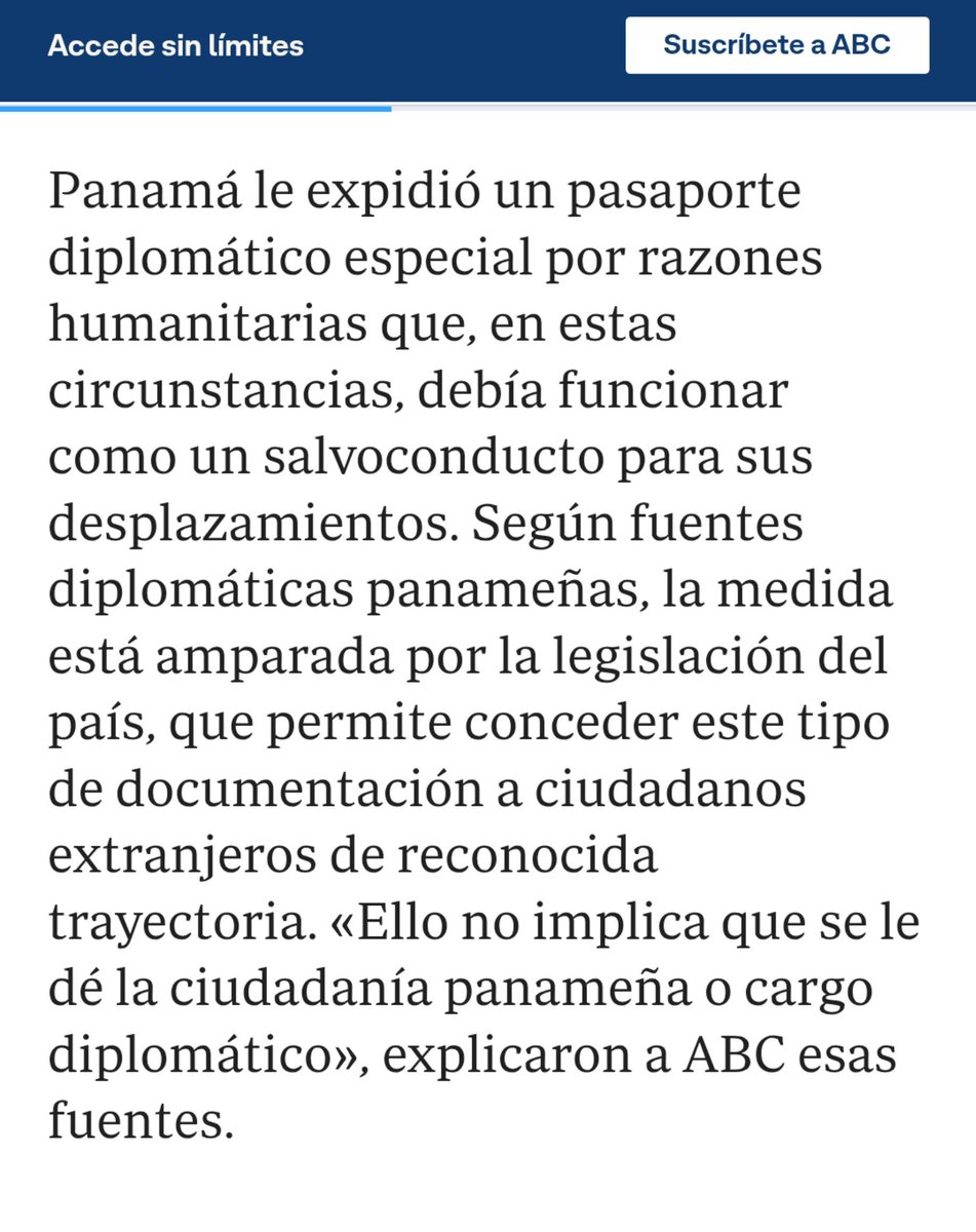 EmmaRincon's tweet photo. El @abc_es asegura que Panamá le otorgó a María Corina Machado un pasaporte diplomático para poder realizar el viaje, debido a que el régimen le niega la identidad.

No se le otorgó ciudadanía o cargo diplomático, es una documentación administrada a ciudadanos extranjeros de reconocida trayectoria.
