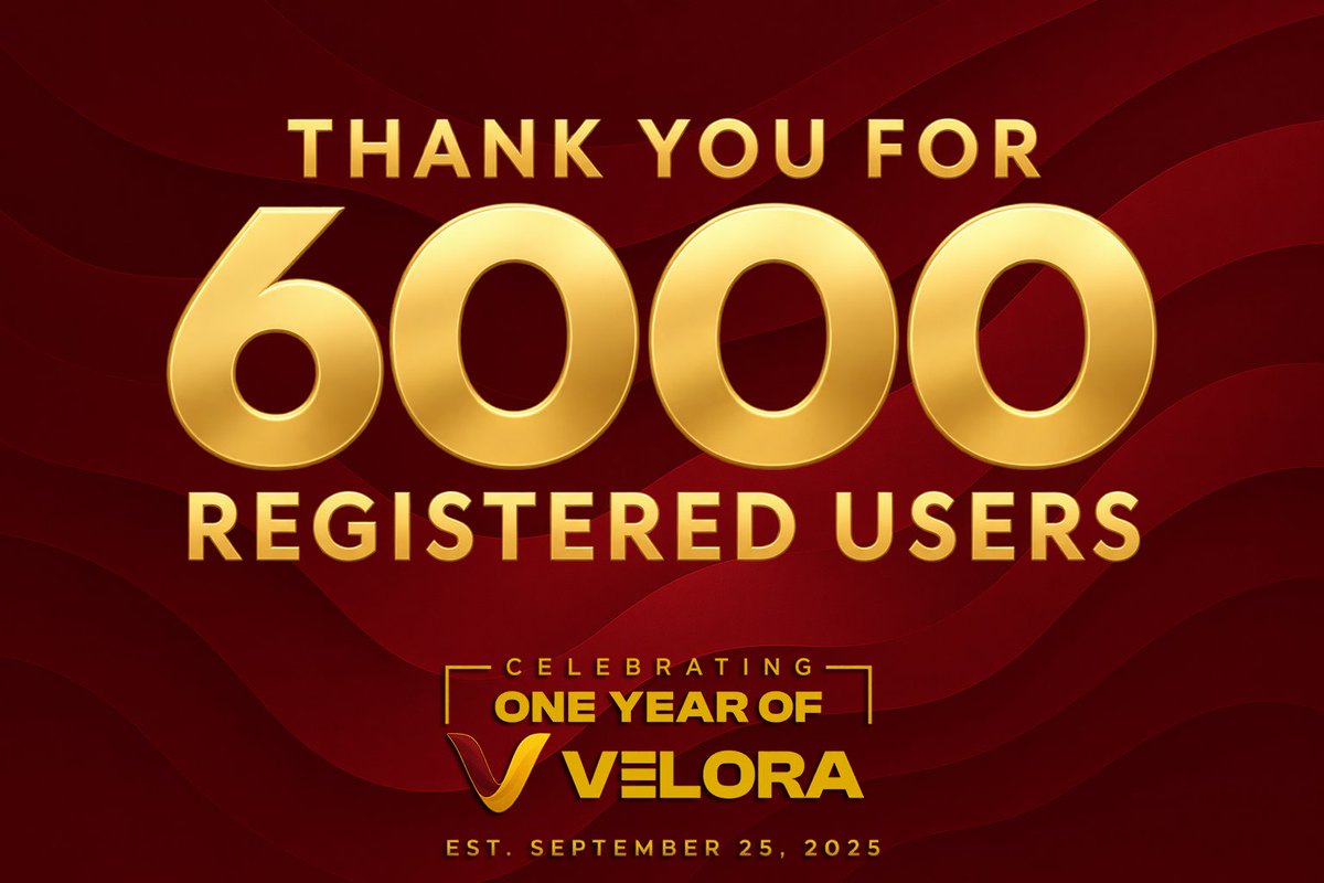 VeloraTV's tweet photo. Ahead of our first birthday on Friday, we've now hit 6000 registered users.

Thank you to everyone who's been a part of this journey. To those who haven't yet, claim your name before it's gone and come find your new home #LiveOnVelora! 💛

We're all in this together. https://t.co/MNLT1T494I