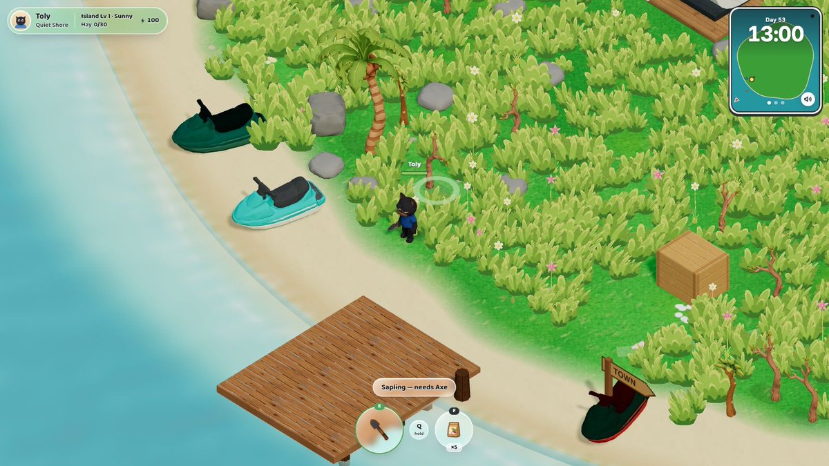 tolychat's tweet photo. 🛥️ Six jet skis on one beach — and your friends can take any of them.

🏝️ Islandbound — Update v0.43 · 2026-09-22

🛥️ Own a whole fleet: up to six jet skis, each one waiting on the beach where you left it.
🌊 Pick your main jet ski in Items — it travels with you and waits on the sand near the pier of every island you visit.
🏁 Visiting a friend? Take any jet ski on their island and ride it, even all the way to town.
🛥️ Everyone sees every jet ski, parked or ridden, in its own colour — nothing is hidden any more.
🌊 Call any of your jet skis to the beach you are standing on, straight from the Items app.

#Solana #CozyGames #IndieGame