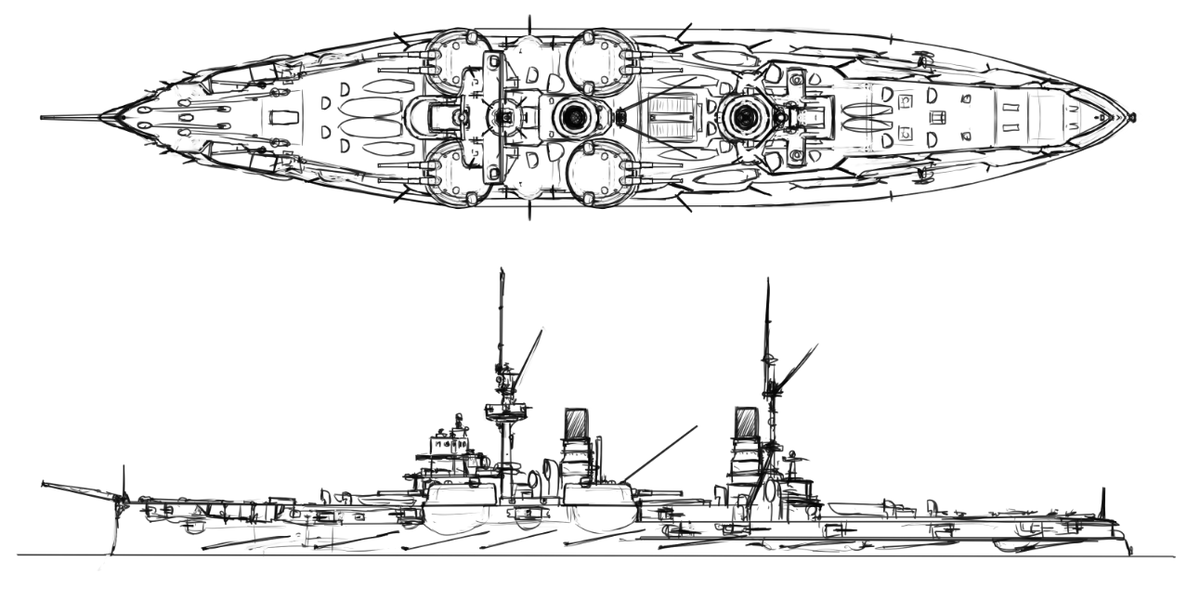 6botei's tweet photo. 史実にない砲塔配置の戦艦のデザインを考えてみるなど https://t.co/2ZBryLrdOY