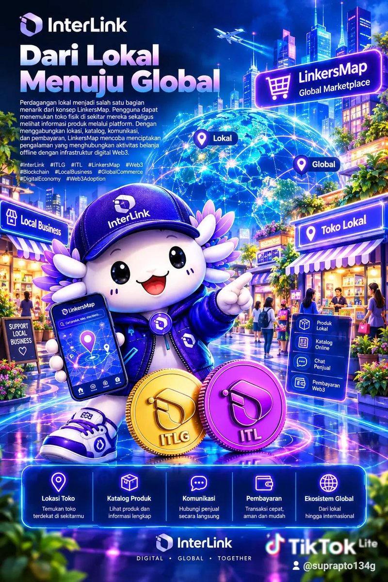 Suprapt59801861's tweet photo. Lokal jadi daya tarik LinkersMap. Temukan toko sekitar & info produk di platform. Lokasi, katalog, chat & pembayaran digabung, hubungkan belanja offline dgn Web3.
#InterLink #ITLG #ITL #LinkersMap #Web3 #Blockchain #LocalBusiness #GlobalCommerce #DigitalEconomy #Web3Adoption https://t.co/96dTUtUMVo