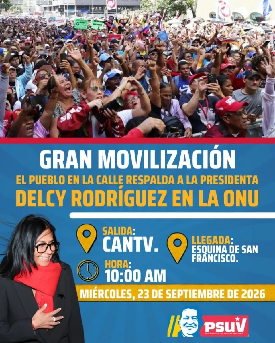 CoralTeresa's tweet photo. ¡Gran movilización! Venezuela respalda a la Presidenta Delcy Rodríguez ✊🏻🇻🇪 https://t.co/7FWRberNXV
