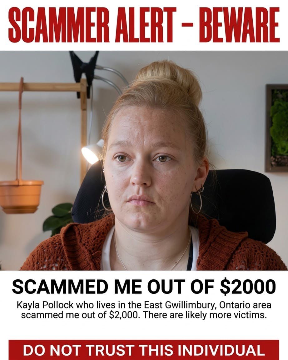JayCormier09's tweet photo. Kayla Pollock, the woman who scammed me out of $2,000, is telling people that she plans to take legal action against me for publicly posting that she scammed me. I welcome that opportunity to appear in court with many others she has scammed.

Kayla thinks she has a big following and a lot of supporters, but many of them have reached out to me, saying they are disgusted with what she did and support me having the courage to speak up. Many other victims of Kayla have also come forward.

Yes, recently—nine years later—I finally got my money back from Kayla. This only happened because a media company that had featured her story listened to me, approached Kayla on my behalf, and essentially pressured her to return my money.

I am the victim. Kayla took $2,000 of my hard-earned money for nine years. She didn’t care about ripping off fellow community members nine years ago. A vaccine injury doesn’t change or excuse what she did to me.