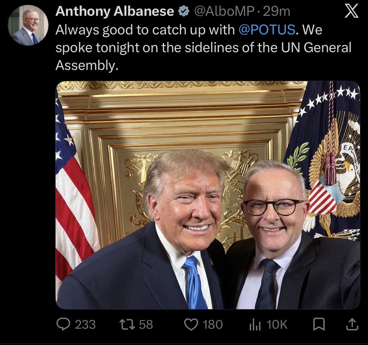 tuq8ng's tweet photo. He has been traumatised so much by opposition and media that he needed to take a photo with the dumb Trump. https://t.co/O9B89xAWWl