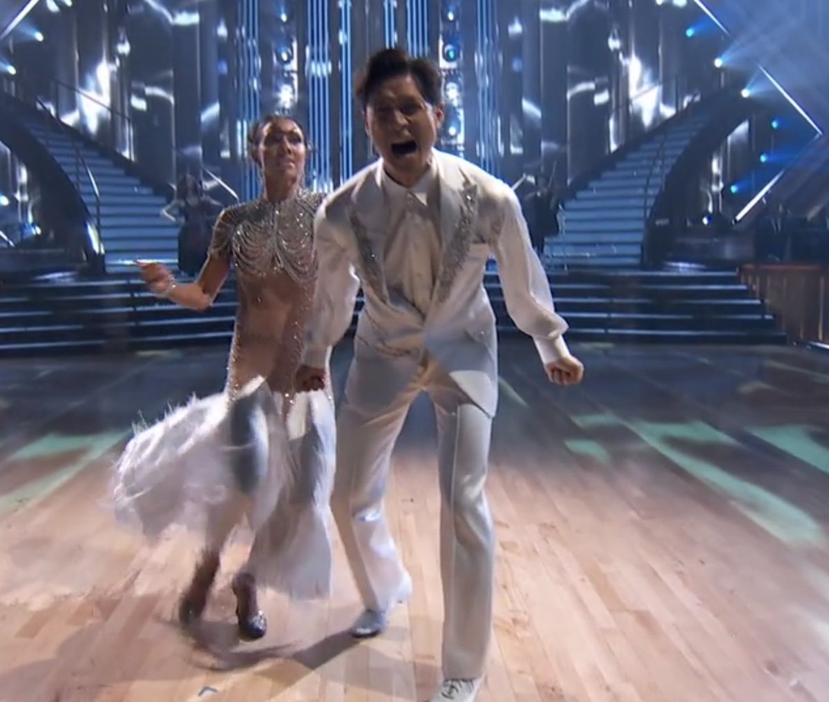 BookCameo's tweet photo. showing my mom the dance I made and she starts talking #DWTS https://t.co/0tUEXiRyZY