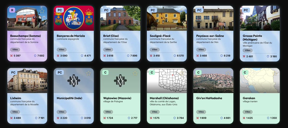 SethArcEnCiel's tweet photo. Pour celles et ceux qui cherchent des villes et villages dans #wikimasters, voici la liste de tous ceux que j'ai pour le moment. Je vais sans doute mettre à jour ce post régulièrement.
N'hésitez pas si vous êtes intéressés ⤵️ https://t.co/jQirG5dFGm