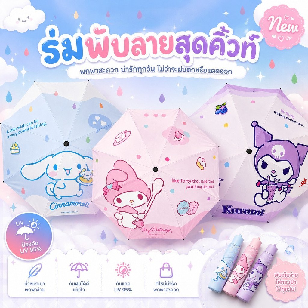 MeawMeetoo's tweet photo. ☔️💖 ร่มอะไรน่ารักขนาดนี้! 🥹✨ พับง่าย น้ำหนักเบา พกสะดวก กันแดดกันฝนได้ในคันเดียว 🌈
เห็นแล้วอย่าปล่อยผ่าน เดี๋ยวของหมดแล้วจะเสียดาย 😍 รีบกดสั่งซื้อเลย! 🔥
https://t.co/tgDb0NMjqO https://t.co/PkXfahIE4B