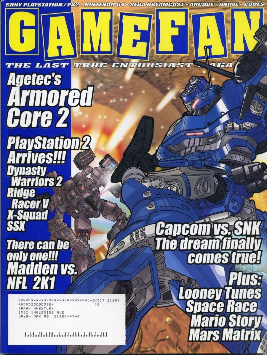 PlayStationPark's tweet photo. GameFan #87, November 2000 - 'Armored Core 2' cover. https://t.co/fvnPHUbYHZ