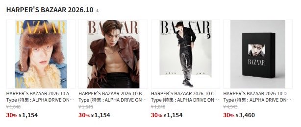 ALD1_JPFB's tweet photo. [📕]HARPER'S BAZAAR 2026.10の共同購入開始🦁

HARPER'S BAZAAR 2026.10にリオ君が10p特集されています

@Ktown4u_JAPAN様 共同購入リンク内に
✨30％割引価格✨
で予約販売を開始しました

💝 https://t.co/ttBk4i5XZV

✓ HARPER'S BAZAAR 2026.10
販売期間：売り切れ次第終了
*A~C Type 入荷予定日 : 2026-10-12
*D Type 入荷予定日：2026-10-26
*なるべく9月28日までにはご購入をお願いします

*同一注文番号内に発売日が異なる商品を１つの注文にまとめて購入された場合、入荷予定日の遅い商品に合わせて一括発送されますのでご注意ください

🌟同一内容
表紙はTXTのYEONJUNさんです

#ALPHADRIVEONE #ALD1 #알파드라이브원