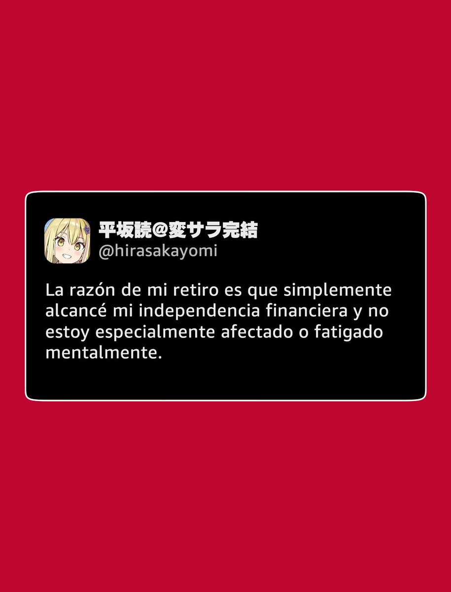 animetrends's tweet photo. AUTOR DE HAGANAI SE RETIRA

Yomi Hirasaka, creador del éxito Boku wa Tomodachi ga Sukunai, anunció su retiro definitivo. Aclaró que no sufre estrés ni enfermedad; simplemente logró la independencia financiera y decidió jubilarse para disfrutar su fortuna.

A diferencia de la mayoría de creativos japoneses que terminan destruidos por las brutales fechas de entrega o dejan sus obras en pausas indefinidas, Hirasaka cerró su carrera con un récord impecable. Su décimo y último volumen de A Salad Bowl of Eccentrics se publicó en julio, cumpliendo su estricta promesa de terminar todos sus proyectos principales antes de decir adiós.

En una industria famosa por explotar autores hasta el colapso, Hirasaka es un caso rarísimo. Con más de 7 millones de copias vendidas y tres animes estrenados, juntó las regalías suficientes para vivir de sus rentas sin volver a escribir jamás.

Ganó el juego de la industria y se fue a casa con el trofeo.