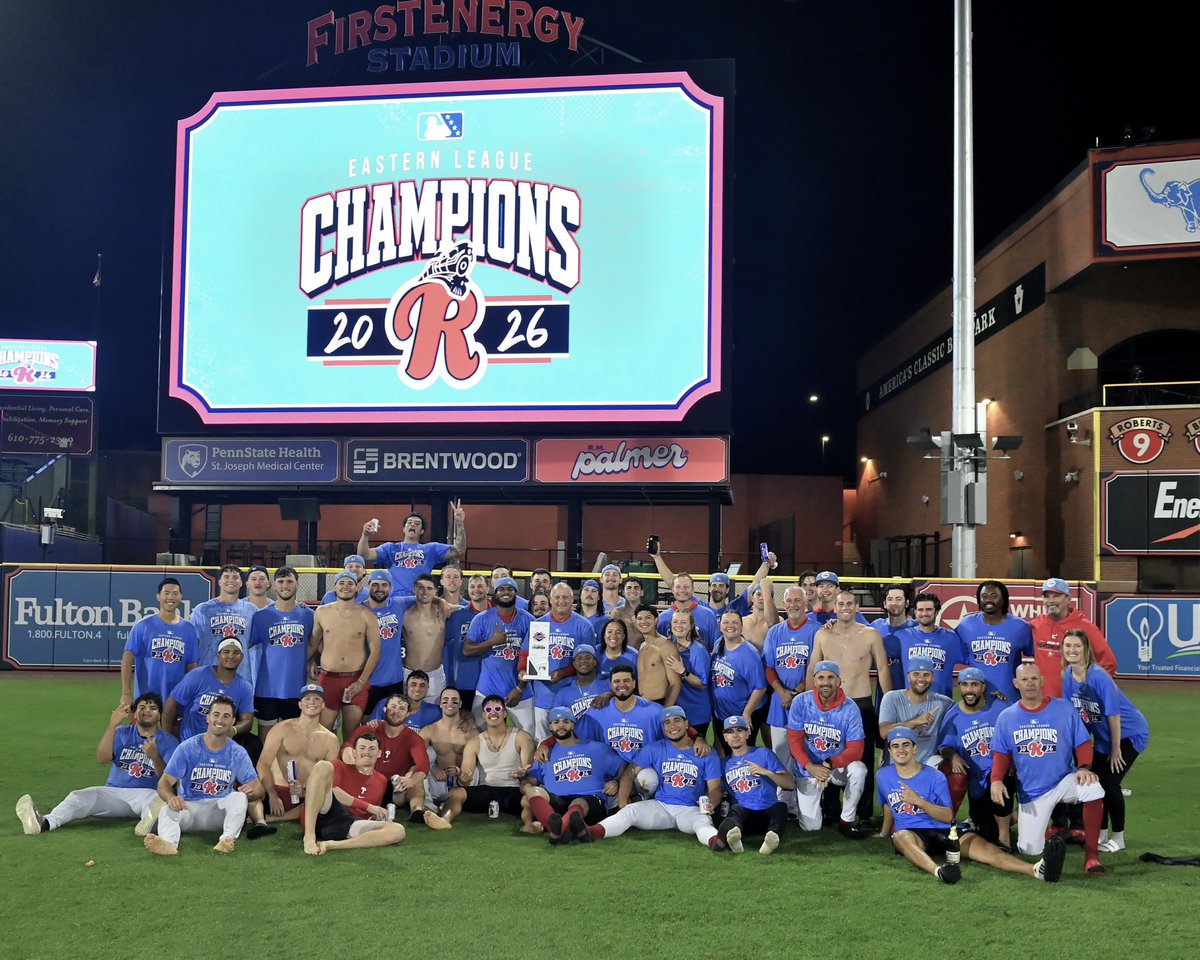 ReadingFightins's tweet photo. Your 2026 @MiLB Eastern League Champions 🏆 https://t.co/Ub7HuiQyJk