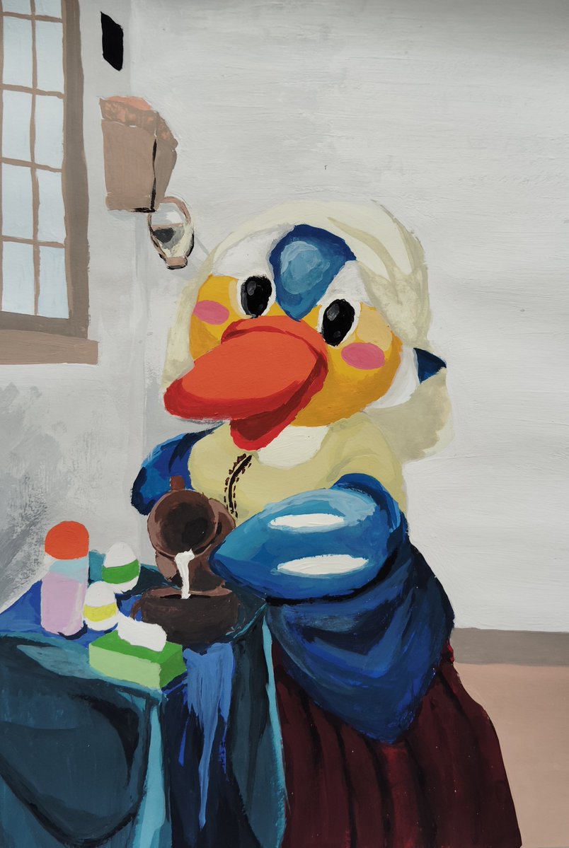 Leito_nmhmit's tweet photo. “ ○乳を注ぐ鳥”

制作年:2026.9.23

使用画材:アクリル絵の具、画用紙

青藍島で画家を目指そうと思います。
#かきたし https://t.co/0PqeKDGRDX