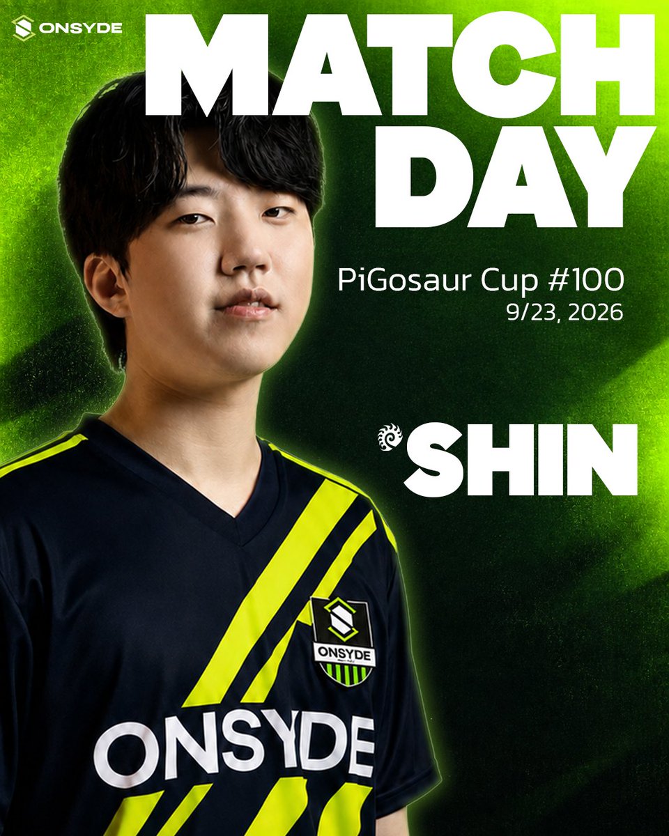 official_onsyde's tweet photo. SHIN is competing in PiGosaur Cup #100, played on the PatchesSC Balance Mod 2026! ⚔️

With a different balance environment bringing a new challenge, please cheer SHIN on as he looks to adapt and make a strong run in the tournament! 👏

#ONSYDE #SHIN #SC2 #PiGosaurCup https://t.co/1FN5KW5Gtn
