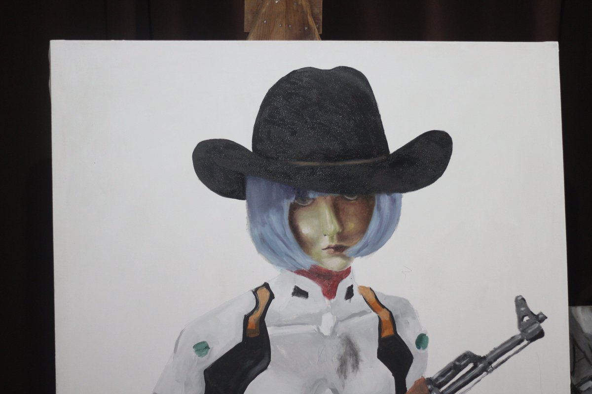 AlfredoSc__'s tweet photo. Rei ayanami 
Proceso primer capa de pintura al óleo 
120 x 120 cm 
#artpainting🎨 https://t.co/1lvlR51Mm2