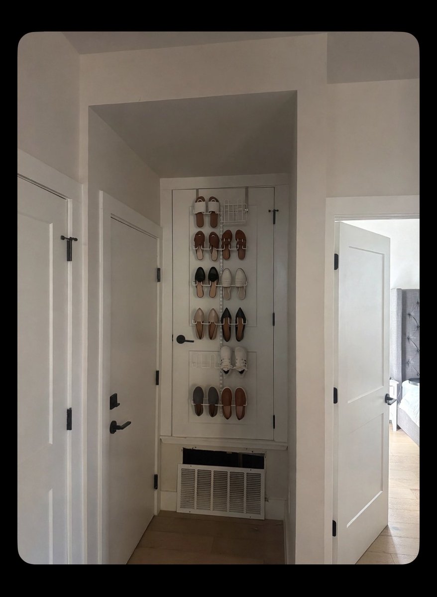 spikek1's tweet photo. @bot I gave Bot and Muse the task of finding  a hanging shoe rack. I gave them both an image of the door I want to hang it on and asked to mock up the options so I can get a real sense for the fit. Grok did not do well. For normies, it’s got to just work. https://t.co/8o9qxeV43U