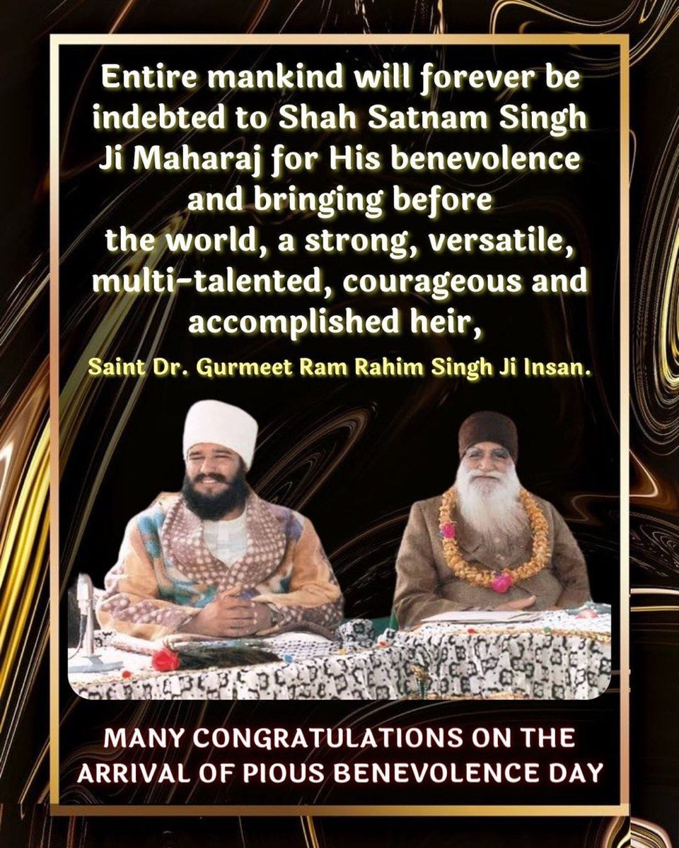 imGurmukh_Gure's tweet photo. #MahaParopkarDiwas पर हमारी तरफ से सभी देश-विदेश में डेरा सच्चा सौदा की साध संगत व Saint Gurmeet Ram Rahim Singh Ji को इस पावन पवित्र दिन की बहुत-बहुत बधाई हो।
क्योंकि डेरा सच्चा सौदा के इतिहास में यह बहुत ही सवर्णीया दिन है ।आज के दिन ही 23 सितंबर 1990 को "परमपिता शाह सतनाम जी  महाराज"  ने Ram Rahim जी को डेरा सच्चा सौदा का तीसरा उत्तराधिकारी  घोषित किया था।
जिसको डेरा सच्चा सौदा के अनुयाई मानवता भलाई  करके बड़ी धूमधाम से मनाते हैं।
इसलिए मैं फिर दोबारा बड़ी खुशी के साथ आप सबको बधाई देता हूं, क्योंकि जिनके दिशा निर्देश से आज हमने अपना जीवन सुधारा है। आज हम अपने घरों में खुशियों भरा जीवन जी रहे हैं।