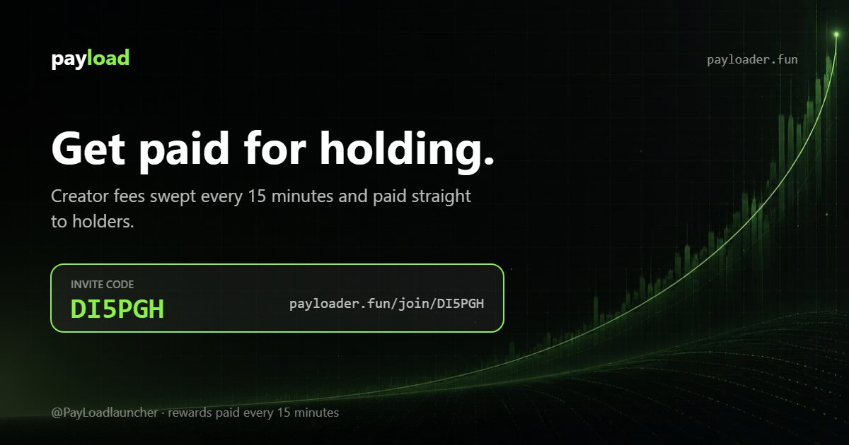 fastlifejonny's tweet photo. referral system set up as well 

Get paid for holding. Join me on Payload — creator fees swept every 15 minutes and paid to holders. https://t.co/dhwRgBZqLX https://t.co/L4rjDNHreR