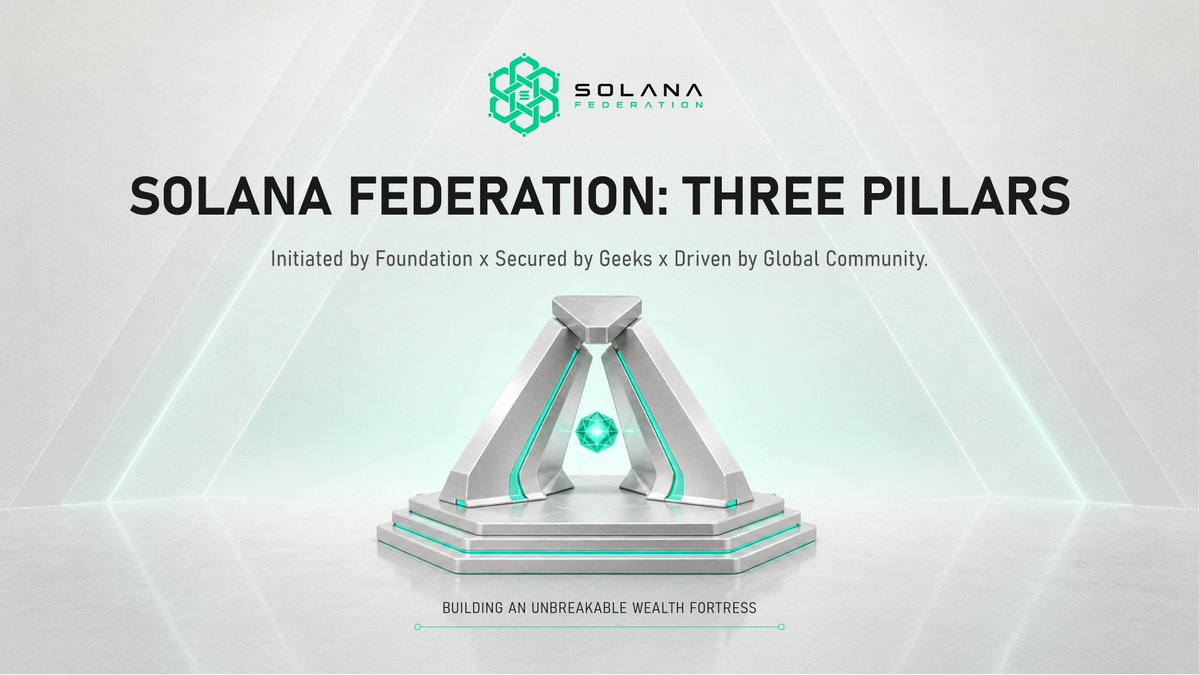 SolanaFed's tweet photo. SOLANA FEDERATION: THREE PILLARS Initiated by Foundation Secured by Geeks Driven by Global Community Building an unbreakable wealth fortress. #Solana #SOL #SolanaFederation #DeFi #Web3 #Crypto https://t.co/6y8PQ6nWoC