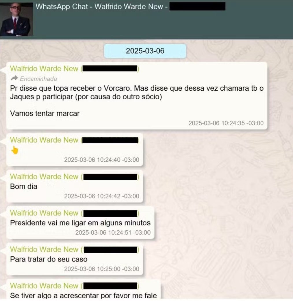 Haaaysb's tweet photo. 🚨 AGORA: Em novas mensagens, o advogado de Vorcaro diz que marcou uma nova reunião com LULA e que Jaques Wagner participaria.
QUAL CASO de Vorcaro o presidente iria tratar? https://t.co/6QtTdTiqb5