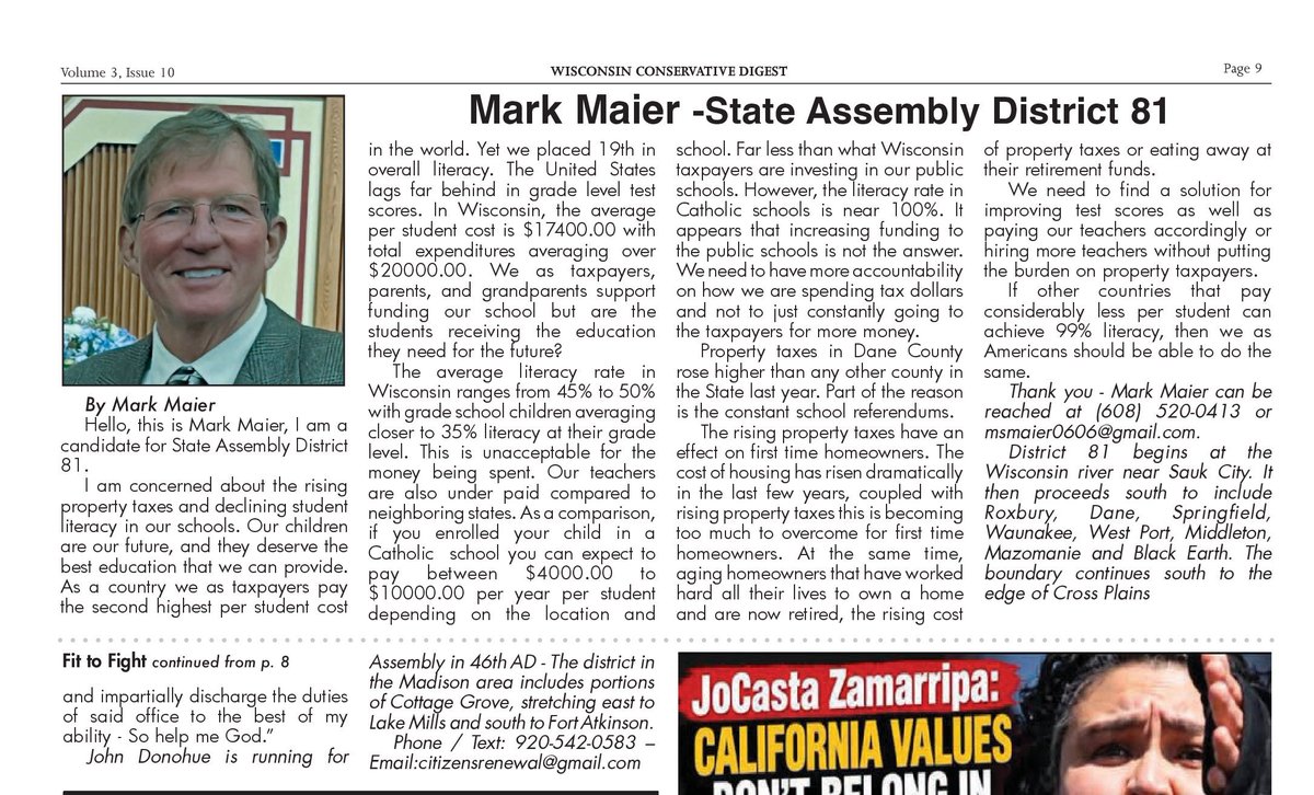 Rolfus_Adolphus's tweet photo. Four great articles by four great candidates in the Wisconsin Conservative Digest!!!!

Simran Arora, Mark Maier, John Donohue, and Jon Aleckson!!!!
#WI #Wis #Wisc #Wisconsin  #Dane #County #DaneCounty #WCD #Conservative #Digest https://t.co/HfJXmfQ4u5
