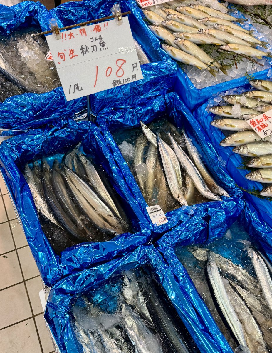 uenokuromon's tweet photo. 吉池の秋刀魚がおそらく都内最安値です https://t.co/t1l0S1syeT