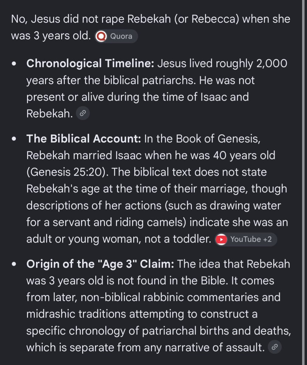 lwyrdown's tweet photo. @FffFff1919438 @OswaldsTopGuy I think you are parroting something some knuckledragging carpet kisser told you, cause Jesus wasn’t alive during the time of Isaac and Rebekah…. nor was Rebekah 3. lol. https://t.co/dCF6oJIDj9