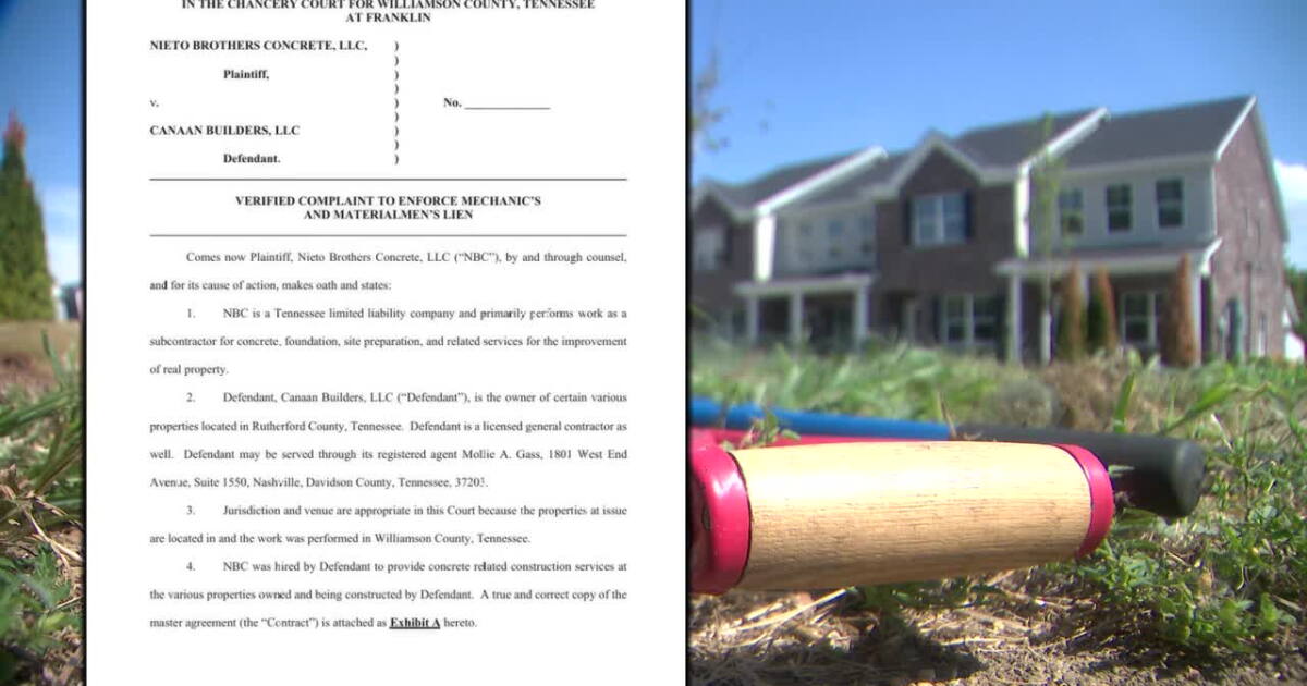 NC5's tweet photo. After viewers raised concerns about Murfreesboro-based Canaan Builders, NewsChannel 5 reviewed court records and asked part-owner Eric Hensley to respond. Read more at our link in bio https://t.co/vn1uwYrA44