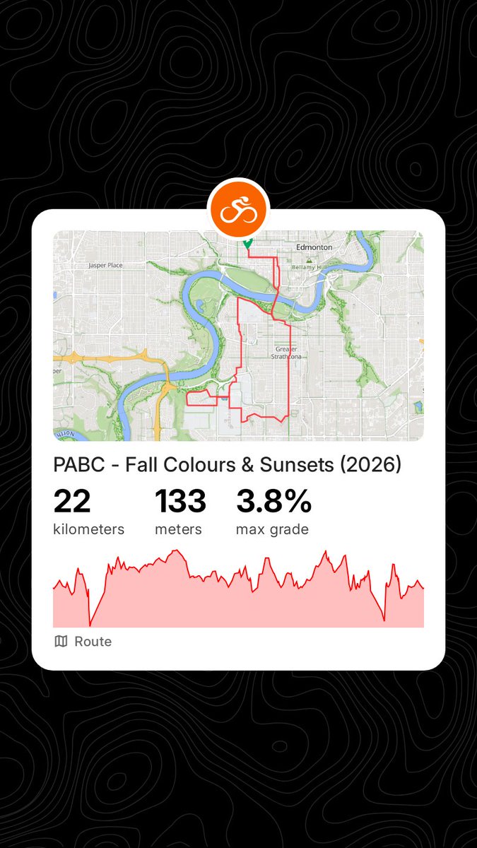 peaceavebike's tweet photo. Wednesday September 23 - Fall Colours &amp; Sunsets

Let's go enjoy one of the last weeks of mild weather and before the leaves disappear.

Do bring your lights! Sunset is pretty early now and we need to be safe!

As always, see you at Wîhkwêntôwin Pool for 6:30 PM. https://t.co/qdJWbmRvxk