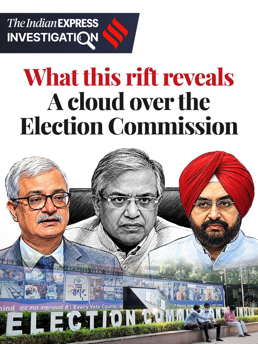 IndianExpress's tweet photo. #ExpressInvestigation | There has been dissent within the Election Commission earlier but never before have two Election Commissioners put on record objections that touch the heart of the electoral process itself: new voters, deleting names, the IT system that secures the entire voters’ list itself.

Reported by: @RitikaChopra__ 

Read: https://t.co/0qj0H6mnzm