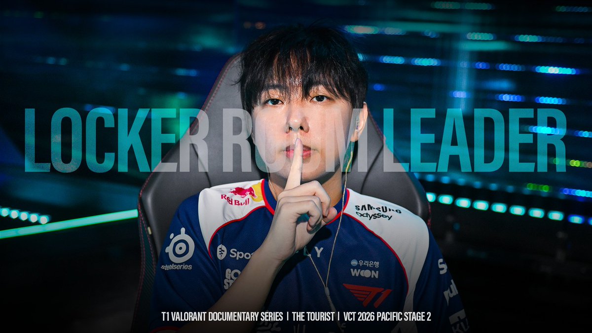 T1's tweet photo. LOCKER ROOM LEADER | T1 VALORANT DOCUMENTARY

📺 https://t.co/S4wx3XIkCN

#T1VALORANT #THETOURIST