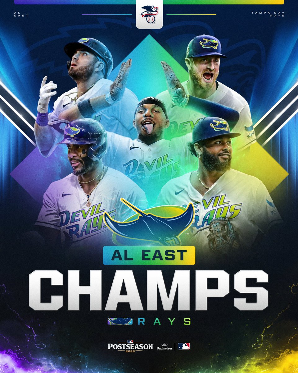 Local stingray in great mood!

The Rays are AL East champs for the 5th time in franchise history! #CLINCHED

(MLB x @​BudweiserUSA) 
 [📷](https://pbs.twimg.com