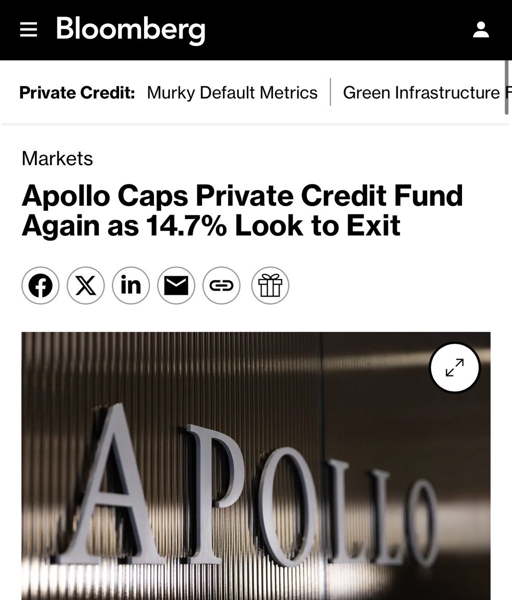 kshaughnessy2's tweet photo. Apollo and Morgan Stanley just did it again. 

Third quarter in a row. 

Investors asked to pull far more than the funds would pay. 

Both capped redemptions at 5%. https://t.co/35dIqEfwx3
